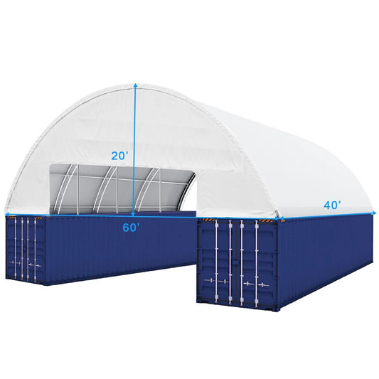 Industrial Double Truss Shipping Container Canopy Shelter (22 oz PVC, 60' W x 40' D)