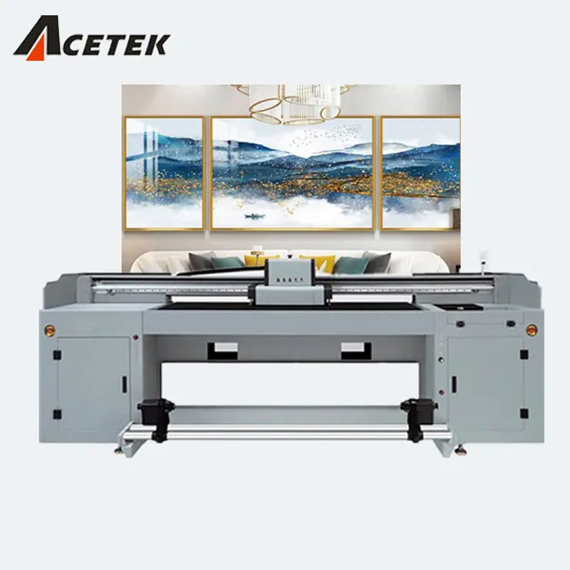 Acetek 1.8m Hybrid UV Roll To Roll flatbed Printer High resolution UV Printer Cycle Curing Led UV Printer