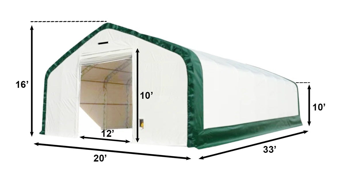 20×33 ft Reinforced Heavy-Duty Double Truss Shelter, High-Strength Steel Frame with 22 oz PVC Cover