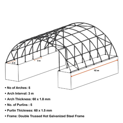 Industrial Double Truss Shipping Container Canopy Shelter (22 oz PVC, 60' W x 40' D)
