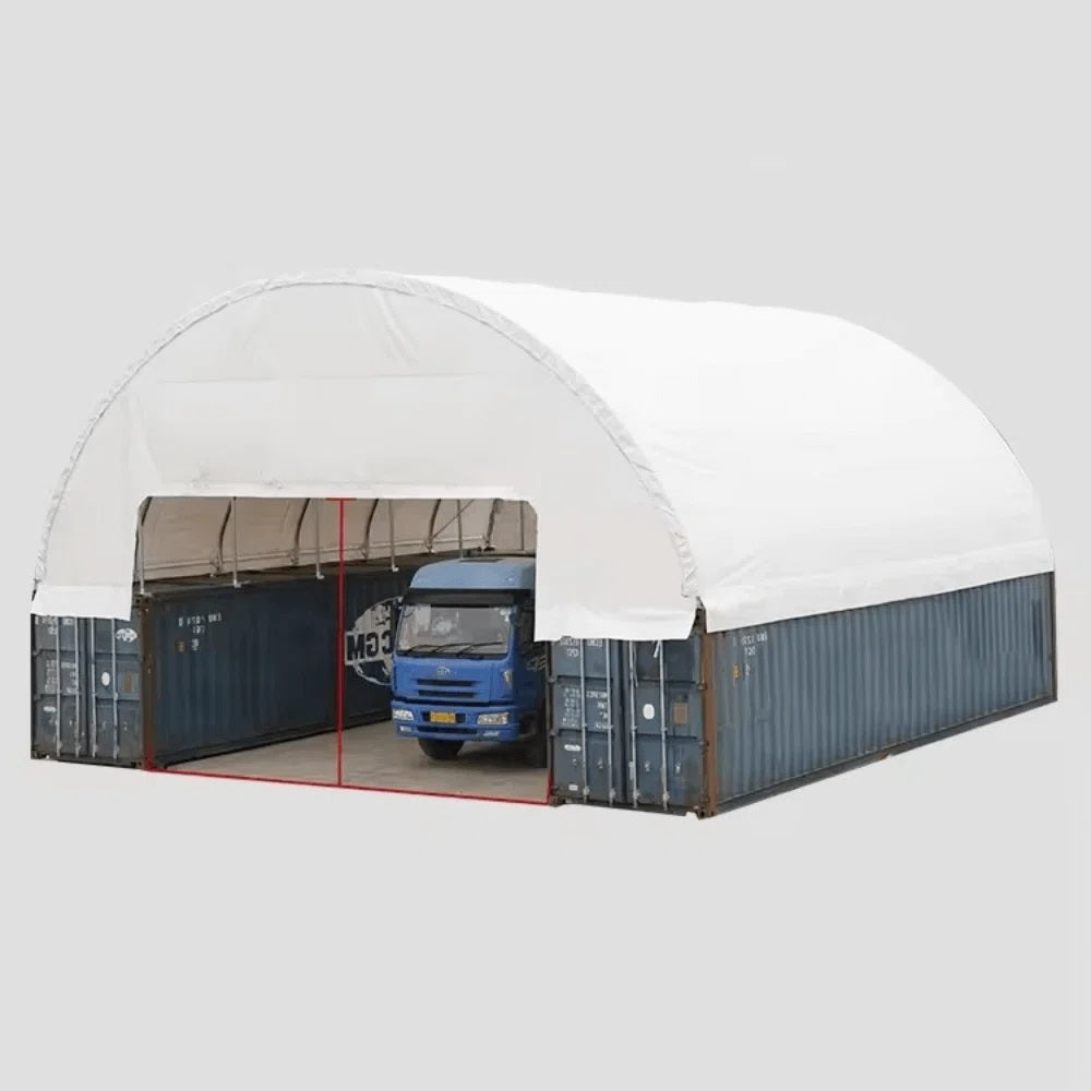 Industrial Double Truss Shipping Container Canopy Shelter (22 oz PVC, 60' W x 40' D)
